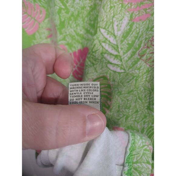 Palm Harbour Woman 1X Tee Green/Pink Leaf Short Sleeve Pullover Stretch Casual - Picture 6 of 7